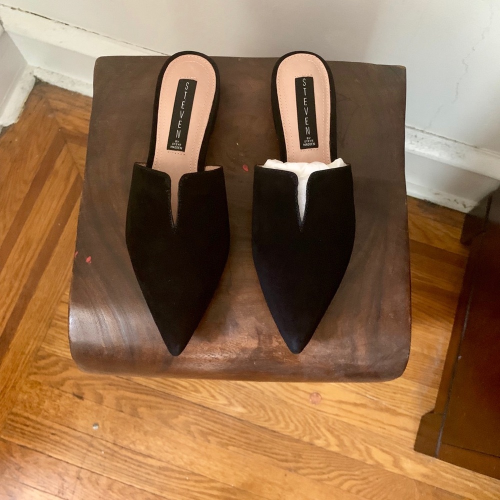 Suede flat mule slides